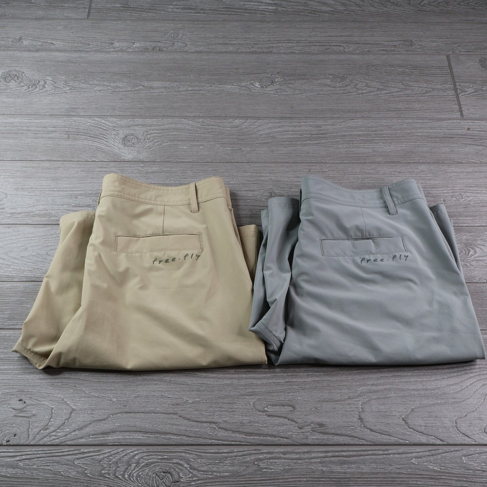 Free Fly Shorts Mens 34 Stretch Chino Casual Fishing Hiking Outdoor 10" Set of 2